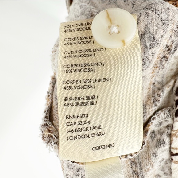 By Anthropologie Printed Joggers Linen Blend Brown Motif Boho Floral Size 6 - Picture 5 of 6